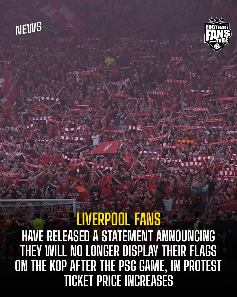 FansTribeHQ's tweet image. Liverpool Fans are saying NO to Ticket Price Increases ❌🎫

#liverpool #premierleague #kopites