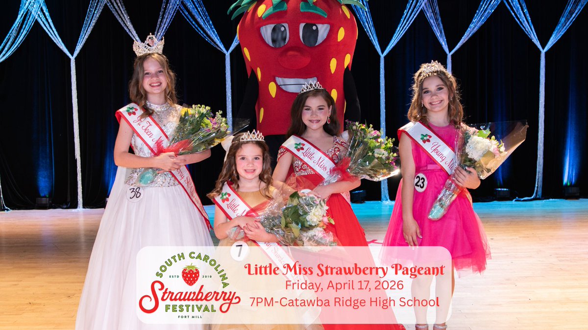 👑 Join us April 17–18 for the Little Miss, Teen, Miss &amp; Mrs. Strawberry Pageants — a cherished tradition of the South Carolina Strawberry Festival celebrating confidence, service, leadership, and community pride. 🍓

Find all the details at SCStrawberryFestival.com