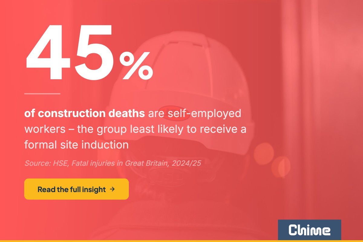 SoftwareChime's tweet photo. ⚠️ 45% of construction deaths are self-employed workers – the group least likely to get a proper site induction.

5 tips to strengthen your H&amp;S compliance 👇

https://t.co/MshCdlhVBo

#UKConstruction #HealthAndSafety https://t.co/uBe7kIvoMu