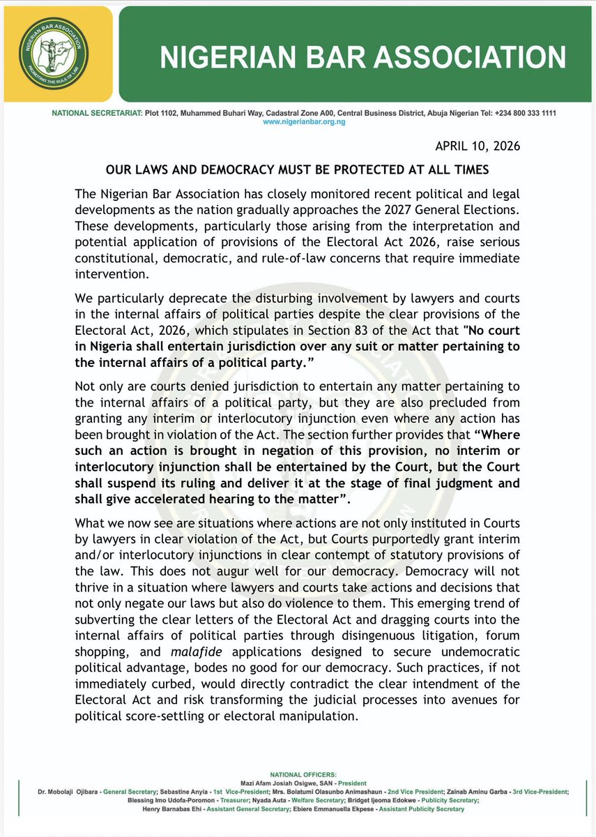 Nigerian Bar Association tweet media