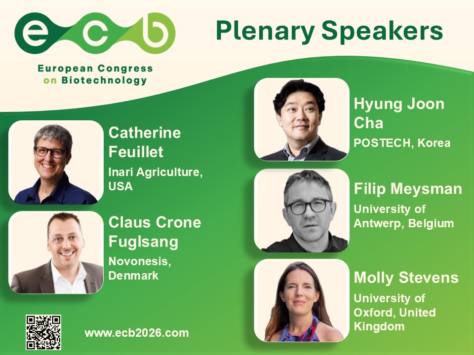 EFBiotechnology's tweet photo. 🧬 ECB2026 is more than 4 scientific streams, networking, exhibition, posters &amp; highlight events…

🌟 But don’t forget the biggest stars: the Plenary Speakers

📢 Abstract submission is still open
📅 28 June–1 July 2026 | Antwerp
🔗 https://t.co/Em1N16GWoY https://t.co/1E0CItWA5b
