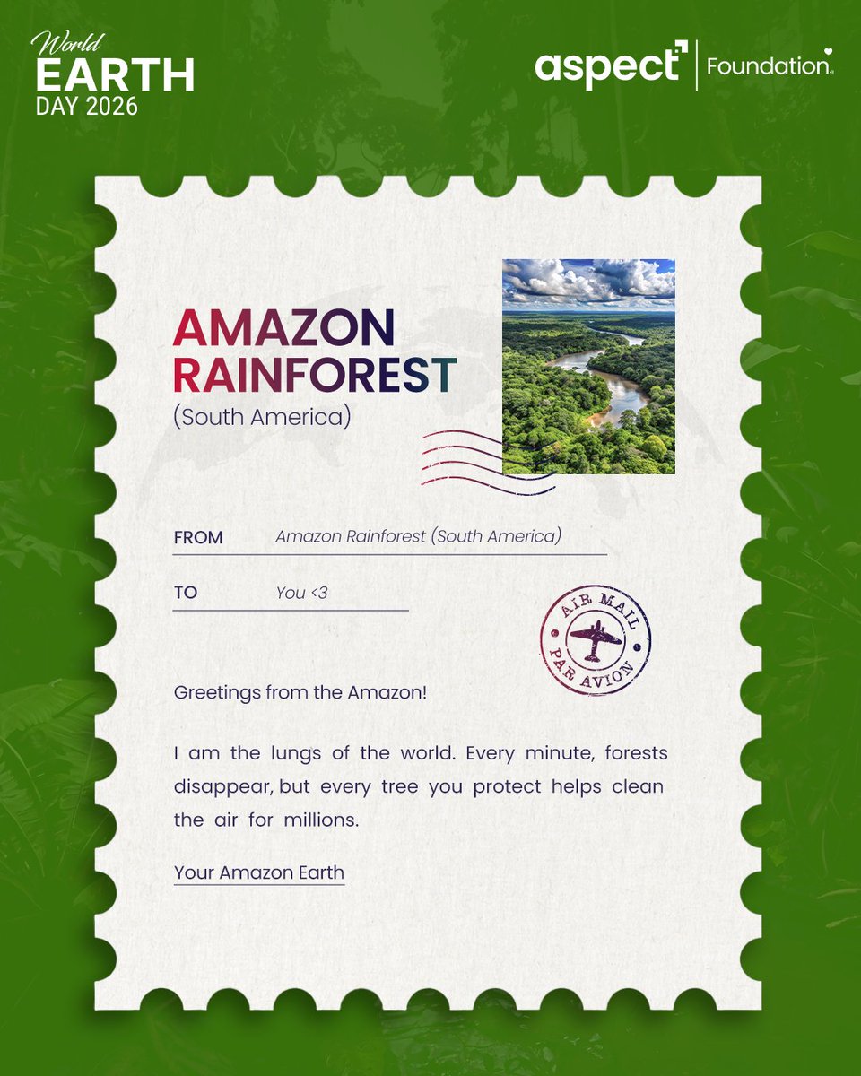 AspectFndn's tweet photo. From forests to cities, the Earth is speaking, not in warnings, but in reminders of what still can be saved.
This #WorldEarthDay, move beyond awareness, and 
start acting 

(PART 1)

#AspectFoundation #ActionOverAwareness #Conserve https://t.co/U0aJucXXkV