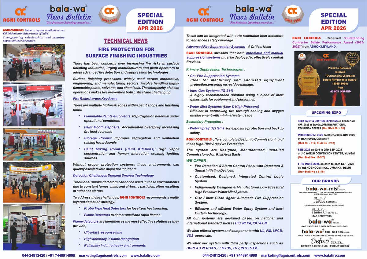 AgniControls's tweet photo. OUR SPECIAL EDITION NEWS BULLETIN APR-2026 "FIRE PROTECTION FOR SURFACE FINISHING INDUSTRIES" https://t.co/rbJuI6jx2X