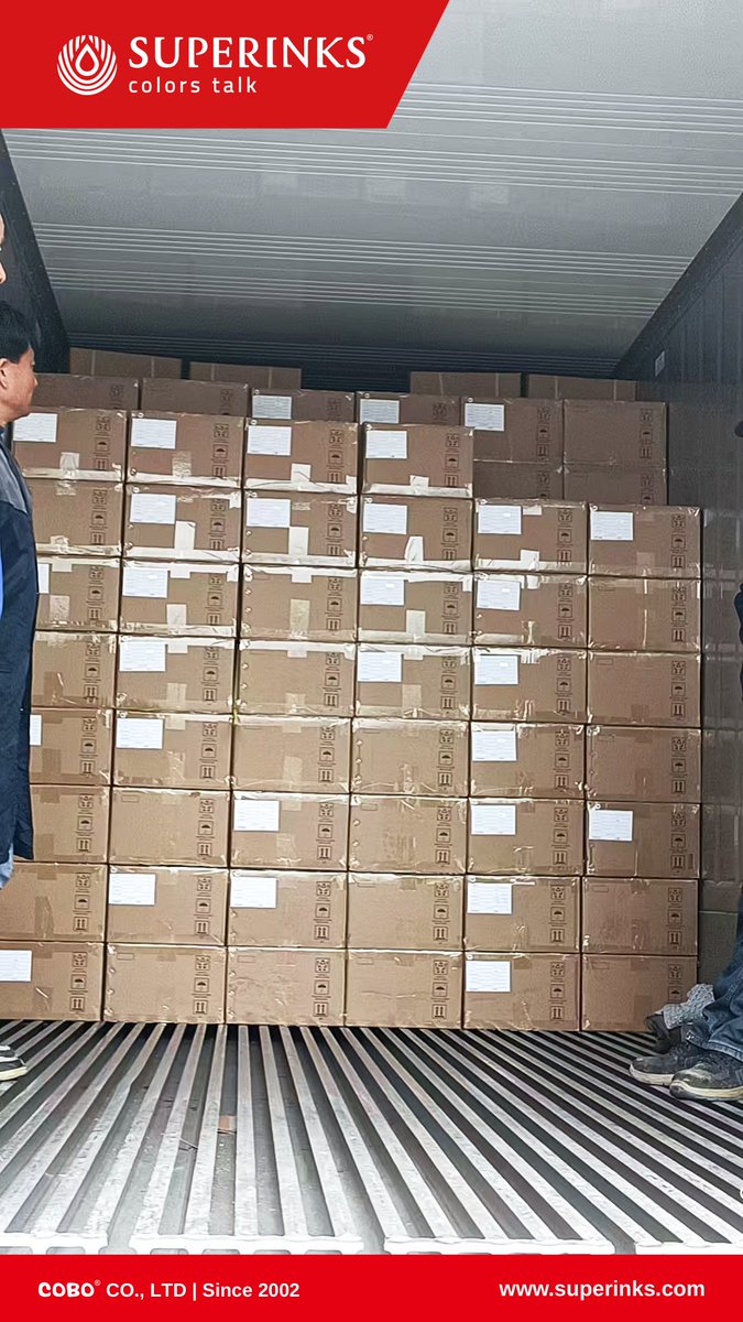 ZXuejuan98875's tweet image. #SUPERINKS Another successful loading!
Premium #inks are now on the way to meet your demands.
Committed to quality &amp;amp; on-time delivery worldwide.
#COBO SINCE 2002
#Ecosolventink #Sublimationink #DTFink #UVink #Solventink #Dyeink #pigmentink