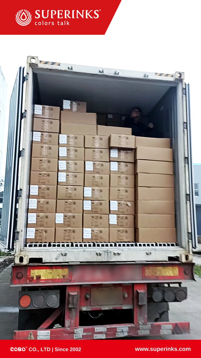 ZXuejuan98875's tweet image. #SUPERINKS Another successful loading!
Premium #inks are now on the way to meet your demands.
Committed to quality &amp;amp; on-time delivery worldwide.
#COBO SINCE 2002
#Ecosolventink #Sublimationink #DTFink #UVink #Solventink #Dyeink #pigmentink