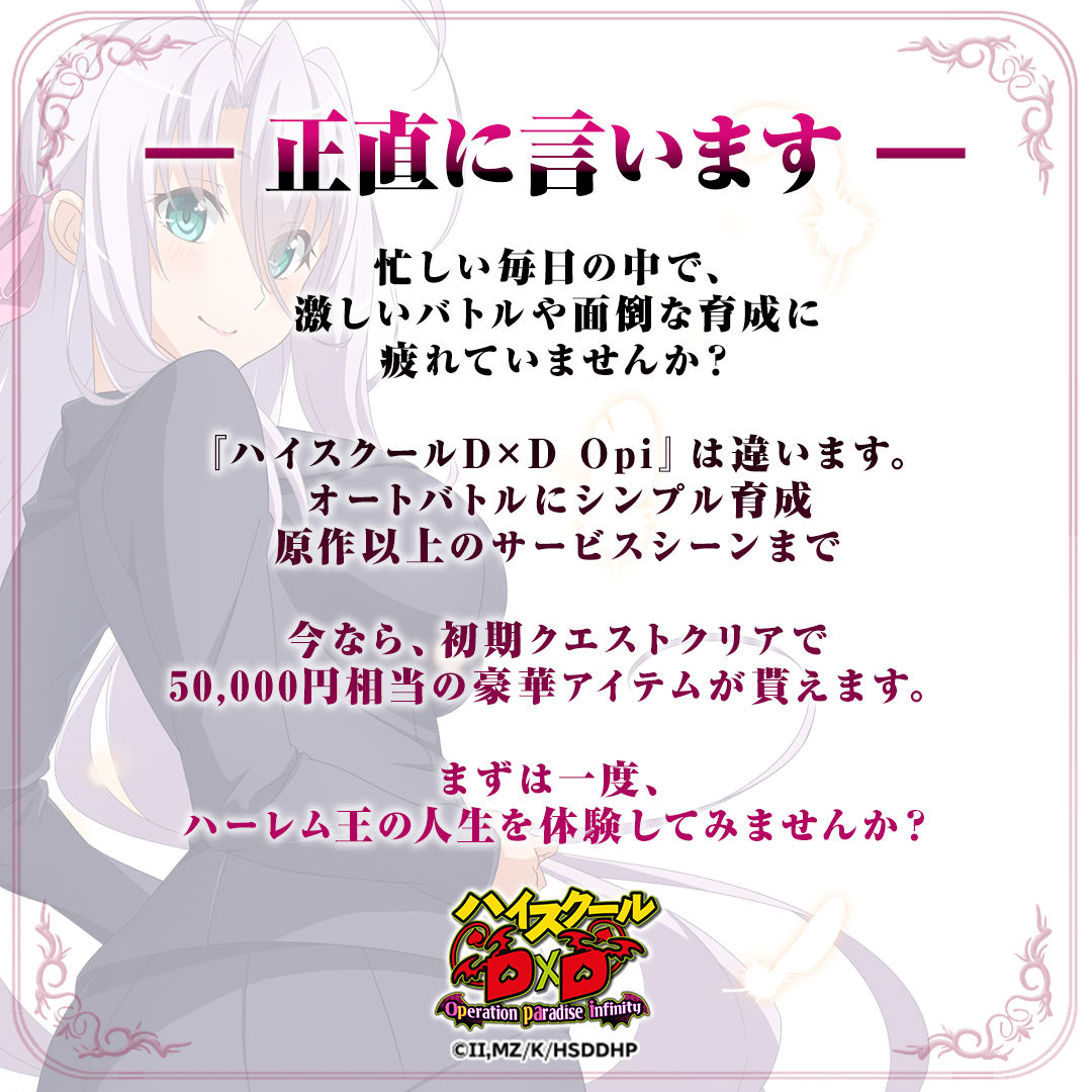 ハイスクールD×D Operation paradise infinity_デベロッパー tweet media