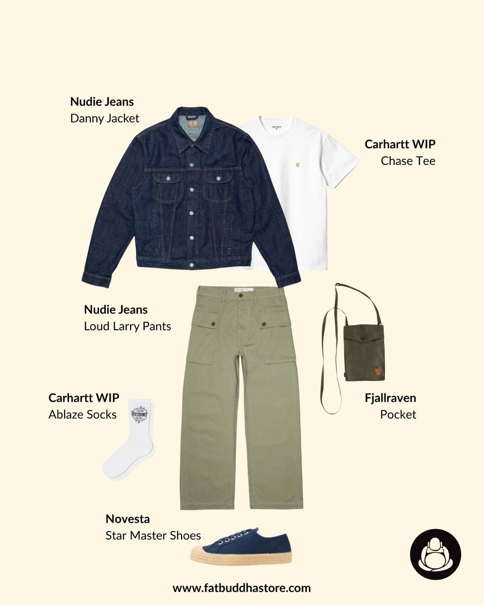 FatBuddhaStore's tweet image. Nudie Jacket, Carhartt Tee, Nudie Pants, Fjällräven Bag, Carhartt Socks, Novesta Shoes.
Available now in-store &amp;amp; online.
#nudiejeans #carharttwip #novesta #fatbuddhastore