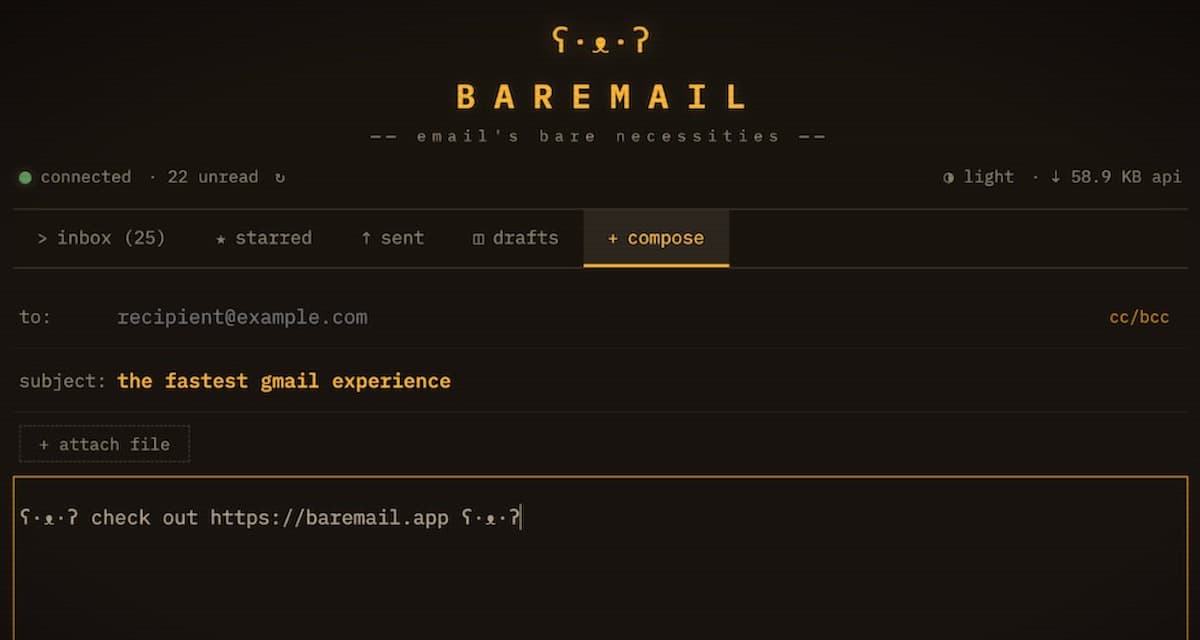softapps's tweet image. ¿#Gmail te desespera con mala conexión? 📧

Baremail apuesta por lo contrario: un cliente de #correo mucho más ligero y centrado en lo básico.

Puede ser muy útil en avión, zonas rurales o redes lentas.

➡️softandapps.info/2026/04/10/cli…