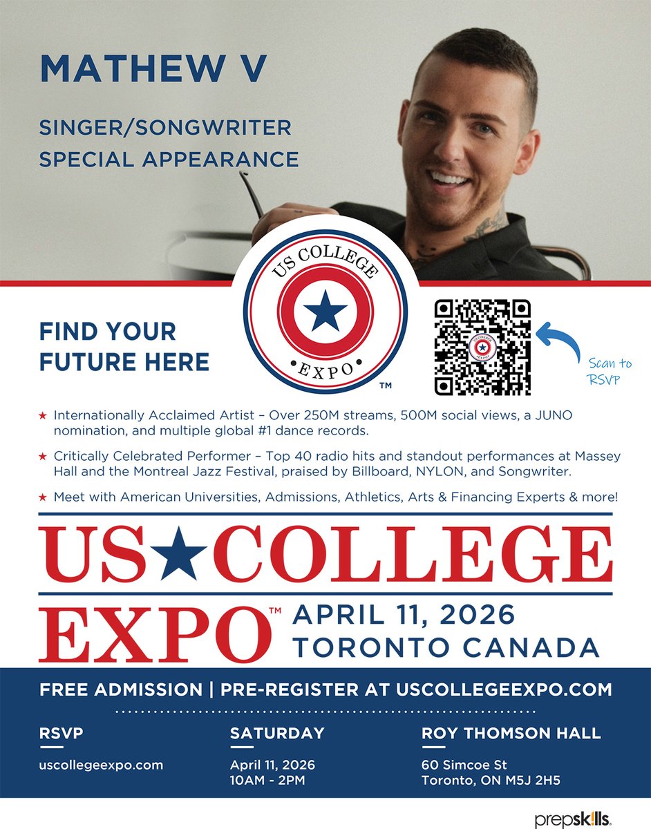 prepskills's tweet photo. Join us TOMORROW! April 11 in Toronto to connect in person with US college representatives, explore a wide range of college options, and gain valuable insights into the US admissions process.   

Register now at https://t.co/41cV1R68GZ https://t.co/xpfUmpUect