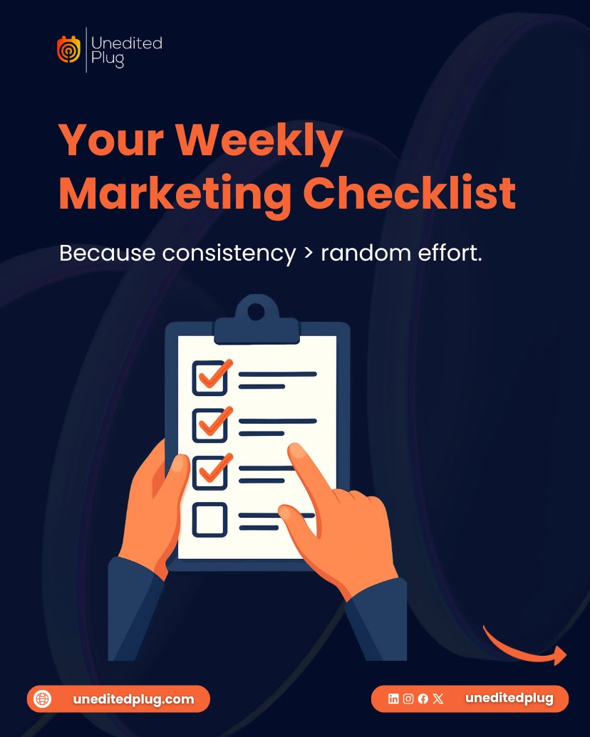 UneditedPlug's tweet photo. 1/2

If your marketing feels scattered, this is why.

No plan.
No system.
No review.

You don’t need to do more, you need to do it better consistently. https://t.co/0G0oL2bNxP