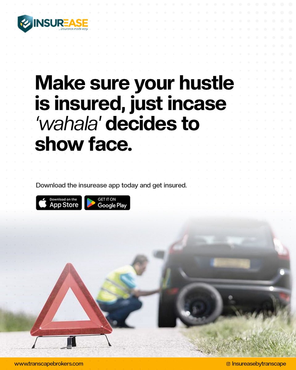 transcapebroker's tweet image. Stay ready, stay protected, and keep the grind going without stress.

Download the InsurEase app via the link in our bio and get insured today.

#InsurEase #HustleSmart #StayCovered #NoWahala #InsuranceMadeEasy