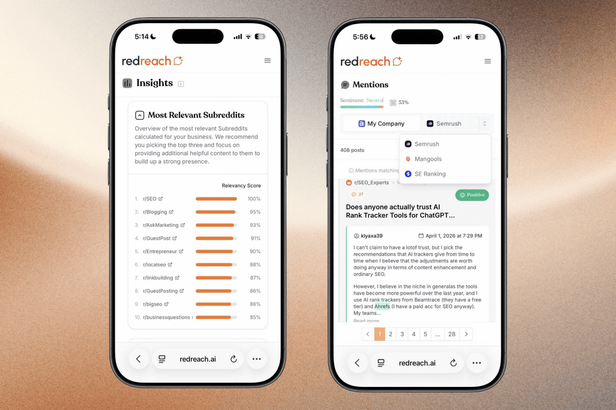 tryredreach's tweet photo. 📱 A Real App Feel

This isn't a shrunken desktop view.

We reworked navigation, layouts, and interactions to feel native on smaller screens.

Swipe through your opportunity inbox, review mentions, and take action, all from your phone. https://t.co/orrK2UkRua