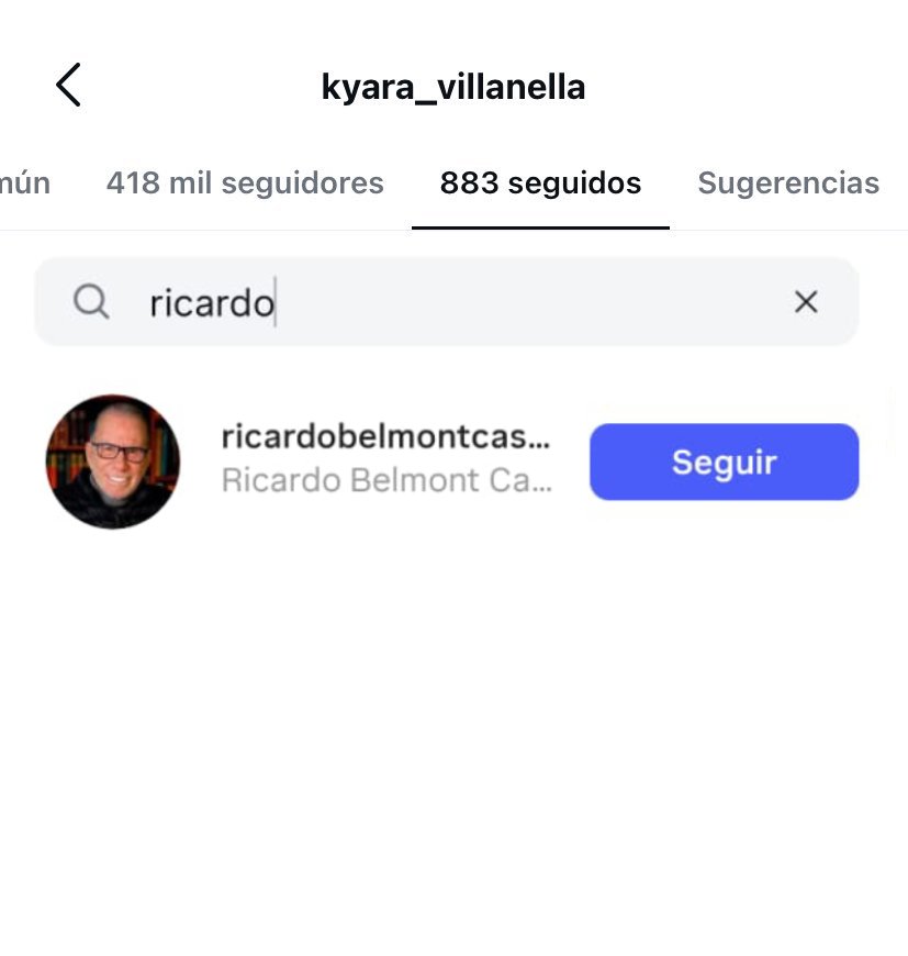 IDL_Gorriti's tweet photo. Se filtra información de que Kyara Villanella acaba de seguir a Ricardo Belmont en Instagram.

Kyara ni siquiera pone el apellido de su madre. Es más, tampoco tiene fotos con Keiko Fujimori (pero con su padre sí).
No la pasa a su madre, ni la sigue. Es el karma de Susana Higuchi. https://t.co/8xcyNJHihx