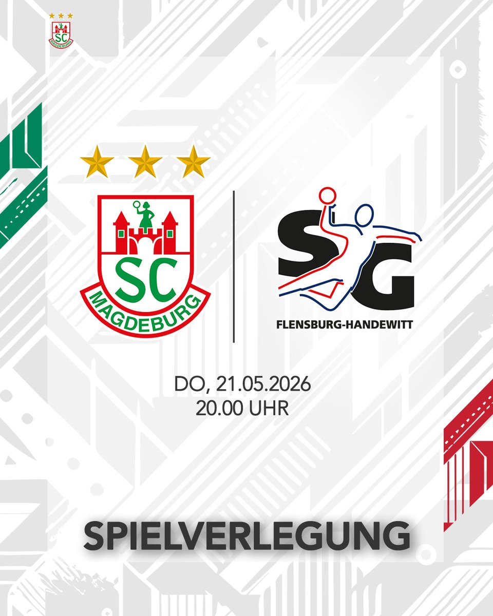 SCMagdeburg's tweet image. Ab Dienstag, den 14.04.26 um 12.30 Uhr (❗) gibt es Tickets für die Heimspiele im Mai. Zudem wird das Spiel gegen Flensburg verschoben. 💚❤️

Alle Infos findet ihr auf der SCM Homepage und in der App. 📲
_____
#SCMHUJA #HEIMSPIEL #TICKETS #HANDBALL