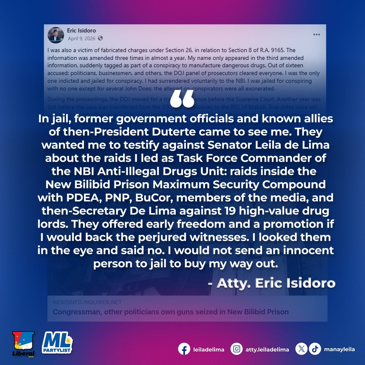 Leila de Lima tweet media