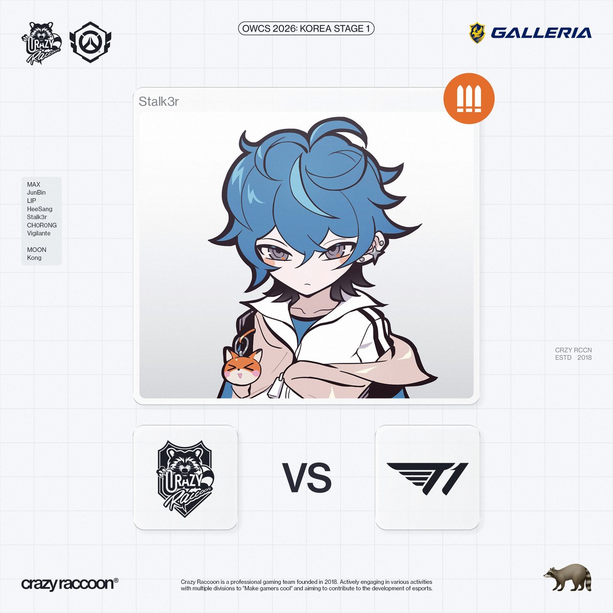 【2026 OWCS ASIA : Korea Stage 1】
- Week 3 Day 1

⚔️4/10(金) 20:05頃~

vs T1

- MAX (<a href="/OW_MAX1/">MAX</a>)
- JunBin (<a href="/Junbin_ow/">junbin</a>)
- LIP (<a href="/socutelip/">LIP</a>)
- HeeSang (<a href="/Ow_HeeSang/">HeeSang</a>)
- Stalk3r(<a href="/Stalk3r_OW/">Stalk3r</a>)
- CH0R0NG (<a href="/CH0R0NG_OW/">CH0R0NG</a>)
- Vigilante (<a href="/vi9ilante71/">vigilante</a>)

- MOON (<a href="/moonbyungchul89/">Moon</a>)
- Kong (<a href="/OW_Kong/">KongOW</a>)