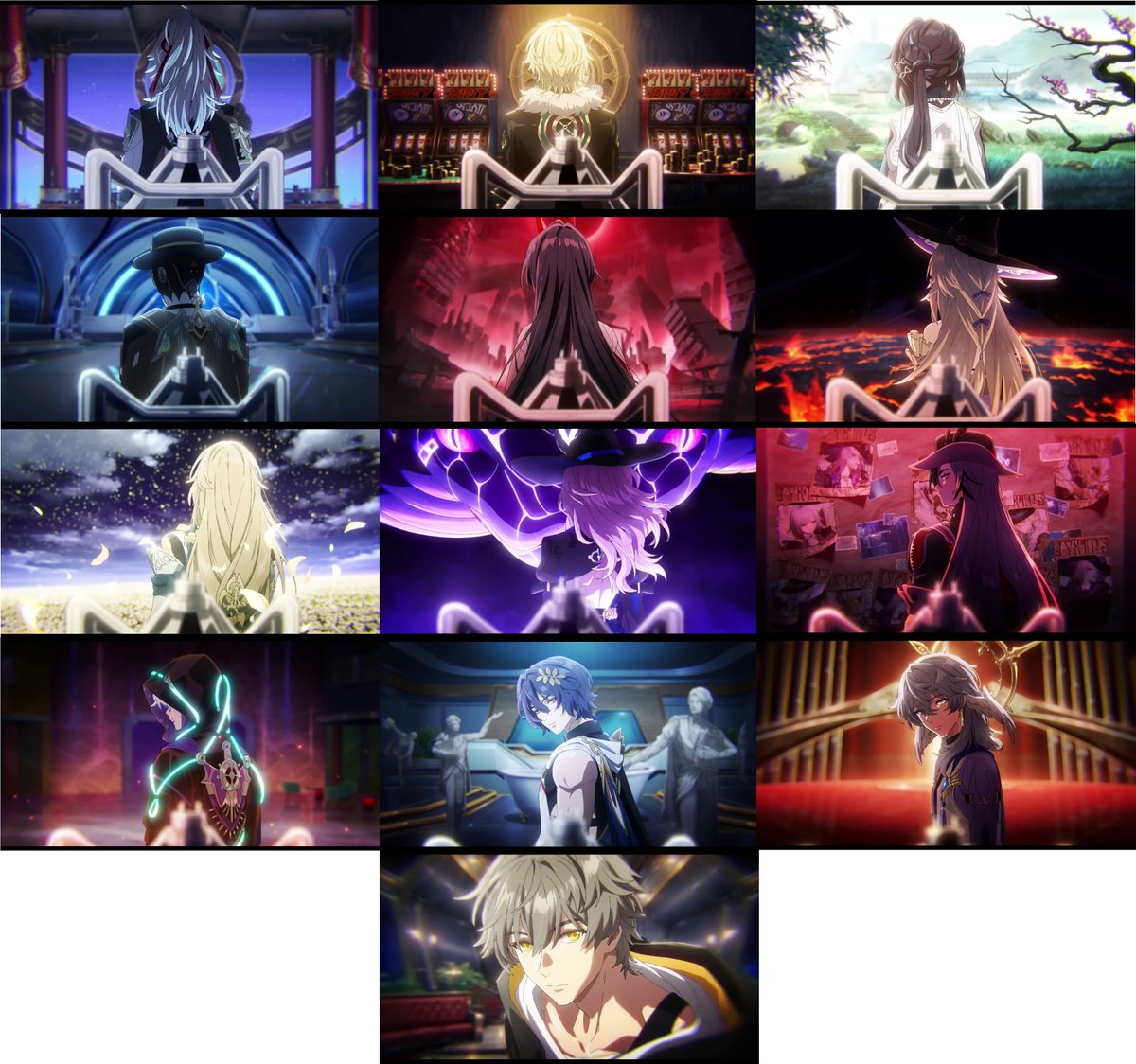 tsokolatesea's tweet photo. all the characters from the last shot of the anime concept trailer!

im thinking either this means they'll get a focus on an anthology-like anime show?

OR this is more like showing all emanators(?) (both current and future?) 👀 or just showing heavy plot-relevant characters https://t.co/F9gib1aH5D