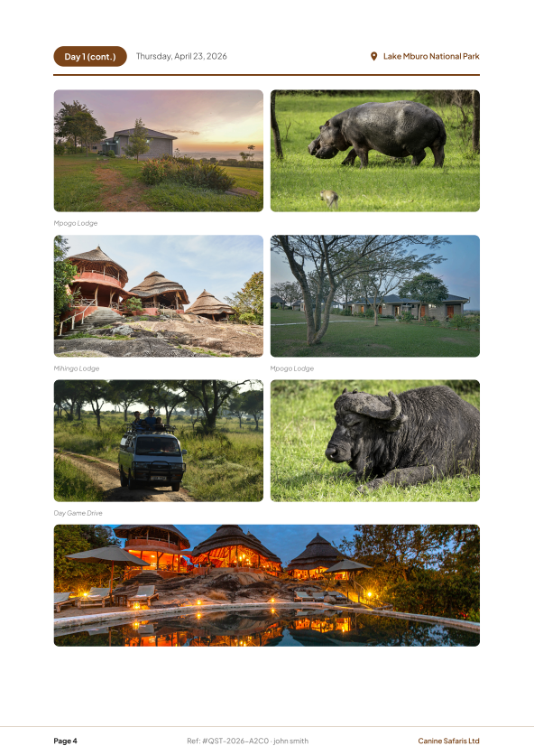 Questsafarisug's tweet photo. A safari quote is not just pricing.

It is often the first real impression a client gets of your company.

That is why the final output matters.

Quest helps operators create clean, professional PDF quotes they can send with confidence.

#QuestSafaris #TravelTech #DigitalTourism https://t.co/fOvwW1bVuB
