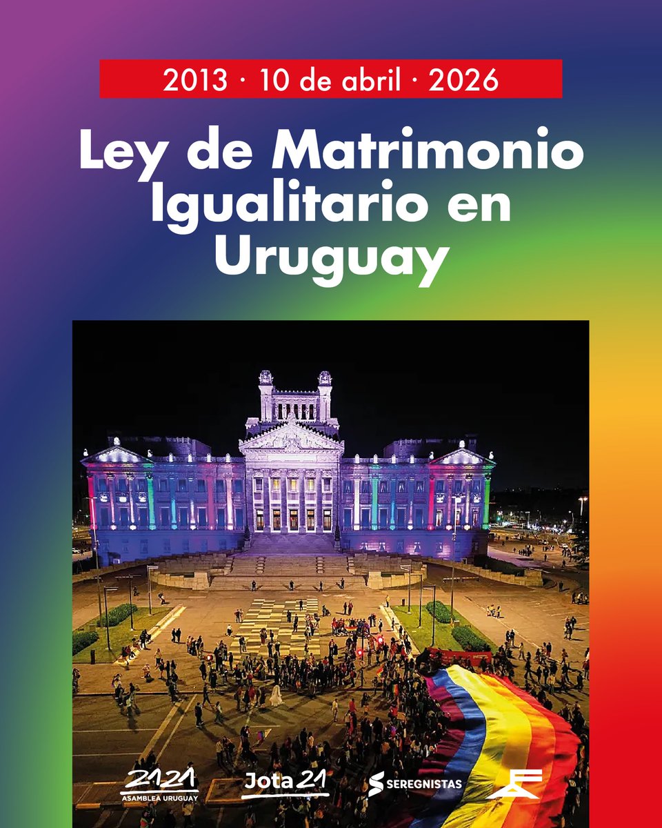 AsambleaUruguay's tweet photo. 🌈 Hace 13 años, Uruguay se convirtió en una sociedad un poco más justa. 

Los desafíos persisten y, ante la intolerancia latente, la postura es clara: cuidar lo conquistado y seguir avanzando. https://t.co/OtXJ3TeEYR