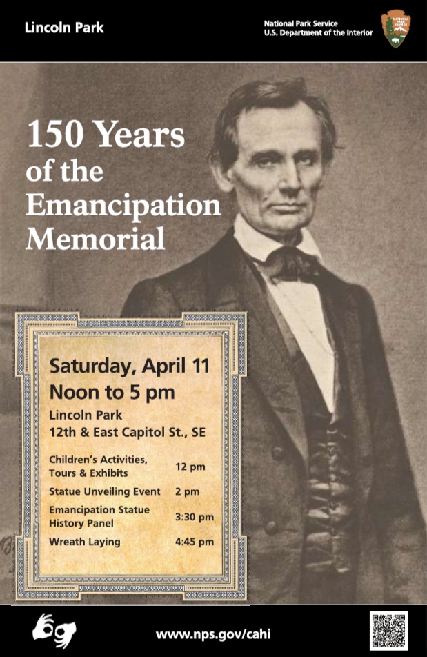 DavidJKentWrite's tweet photo. Emancipation Memorial 150th Anniversary, and More  https://t.co/kdfGJ53dcb 

Saturday, April 11, 2026, the National Park Service will commemorate the 150th anniversary of the dedication of the Emancipation Memorial statue in Lincoln Park, Washington, DC. I'll be on the panel. https://t.co/sUrUgw0B0f