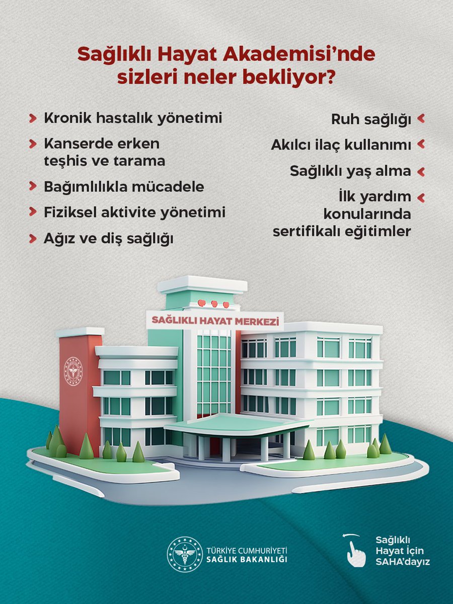 saglikbakanligi's tweet photo. Peki, siz SAHA Elçisi olmak ister misiniz ❓

Size en yakın Sağlıklı Hayat Merkezimizi öğrenmek için;

🔗https://t.co/1jZZy7yM1W https://t.co/dGk0tER3eu