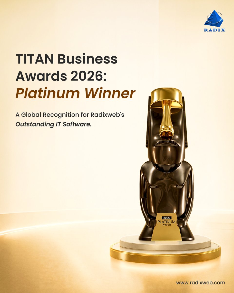 radixweb's tweet image. Radixweb has been awarded the TITAN Awards 2026 Platinum for Outstanding IT Software. 

This isn't just a win moment. 
This fuels us to keep building software that doesn't just work, it wins.

#TitanBusinessAwards #Radixweb #ITExcellence