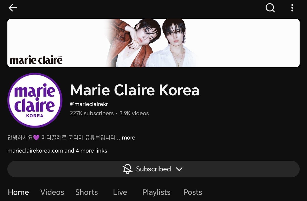 LeeKnowBrasil's tweet image. ↱#YOU 🐰 10.04.26↲ O canal da Marie Claire Korea no YouTube trocou sua header por fotos do ensaio fotográfico do #LeeKnow com a Chaumet!✨

#스트레이키즈 #리노 #LEEKNOW #StrayKids @Stray_Kids 👻

Cr. LKglobal_