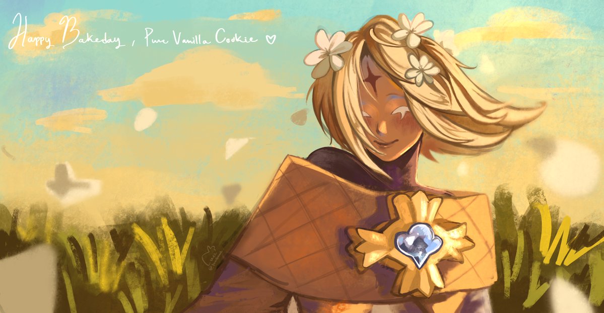 michikuyu's tweet image. i’m extremely late. forgive me pyuba!🥹i couldn’t  completely miss it though 💛 

#happybakeday #cookierunkingdom #purevanillacookie