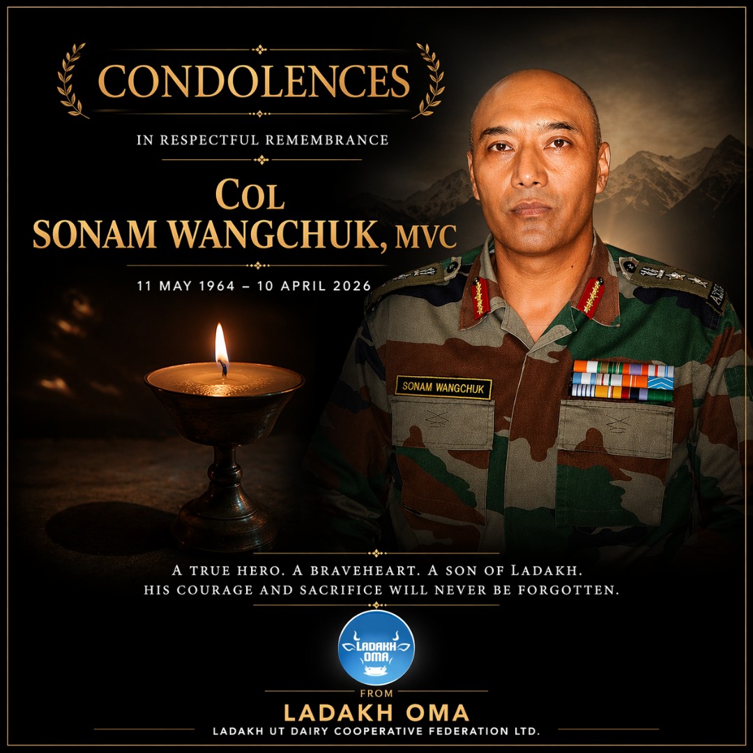 LadakhOma's tweet photo. We express our heartfelt condolences on the passing of Col Sonam Wangchuk, MVC.
A brave son of Ladakh and a true hero who served the nation with courage and honour.
His legacy will always inspire us.
May his soul rest in peace. https://t.co/geByoRe7Qo
