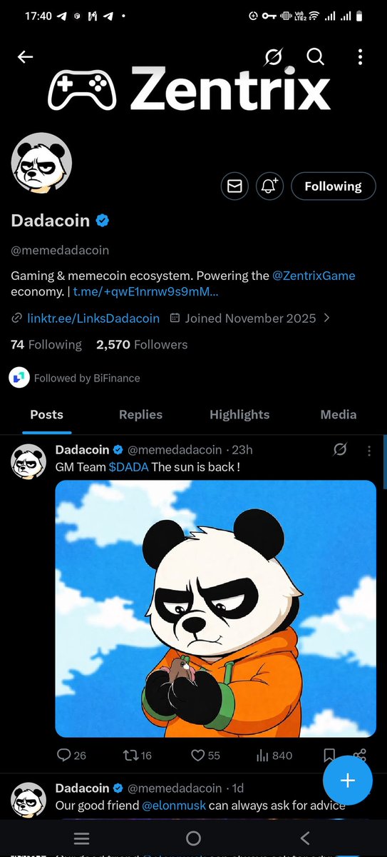 slamriad001's tweet photo. @BiFinanceE @memedadacoin To The Moon $DADA 

0x668ab38A6661c6B08906D5896DBc424b6886Fd91 https://t.co/ehhBVS03yH