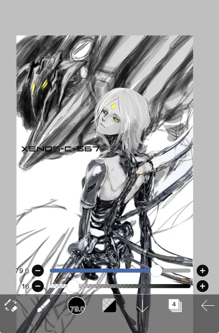 途中経過  #イラスト 
まだ半分も描けてない 