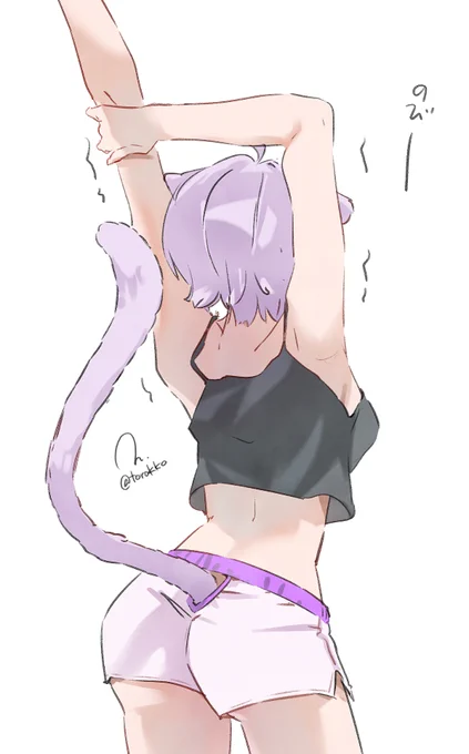 寝起きおかゆん 今日はワンドロでした #絵かゆ Daily Illustration, Day 150 – Nekomata Okayu