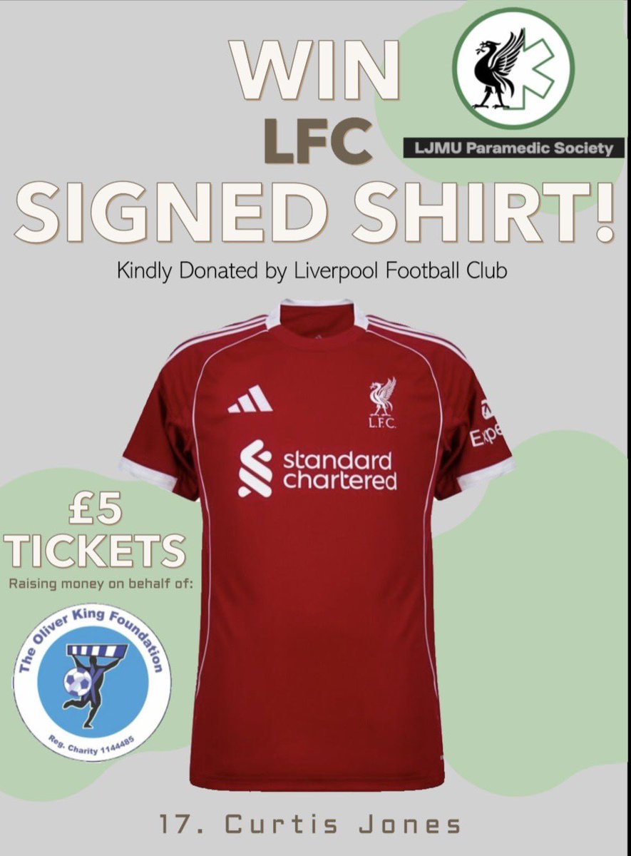 TheOKFoundation's tweet image. Megan from Liverpool John Moores University is raising money for the amazing The Oliver King Foundation 💙

👉 To enter, grab your ticket here:
jmsu.co.uk/eshop/26961/pr…

#CharityRaffle #LiverpoolFC #Fundraising #TheOliverKingFoundation