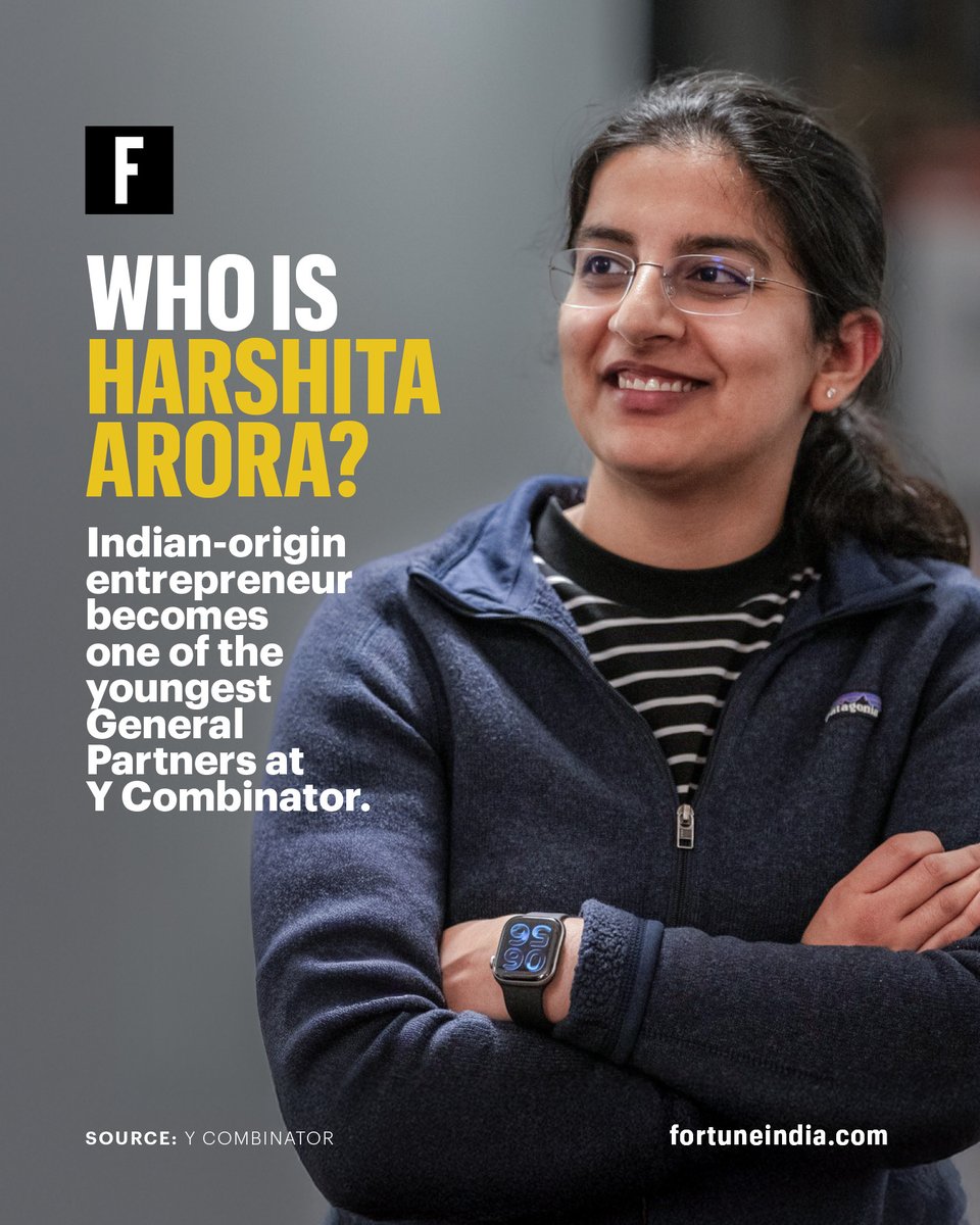 FortuneIndia's tweet image. [PART 1/2]

From teen coder to YC General Partner 🚀

Harshita Arora’s journey is all about bold bets and building big. She started coding at 13, built a crypto app at 16, and went on to co-found AtoB—now valued at $800 million. 

#HarshitaArora #YCombinator #StartupIndia