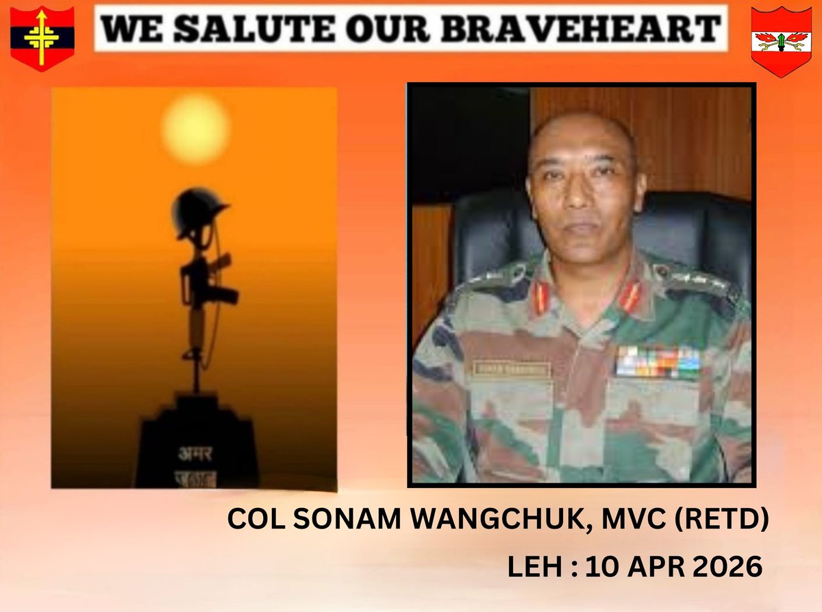 GOC Fire and Fury Corps and All Ranks express profound grief on the untimely demise of Colonel Sonam Wangchuk, MVC (Retired) and extend heartfelt condolences to the bereaved family.

A distinguished veteran of the Kargil War, he is remembered for his exemplary courage and
