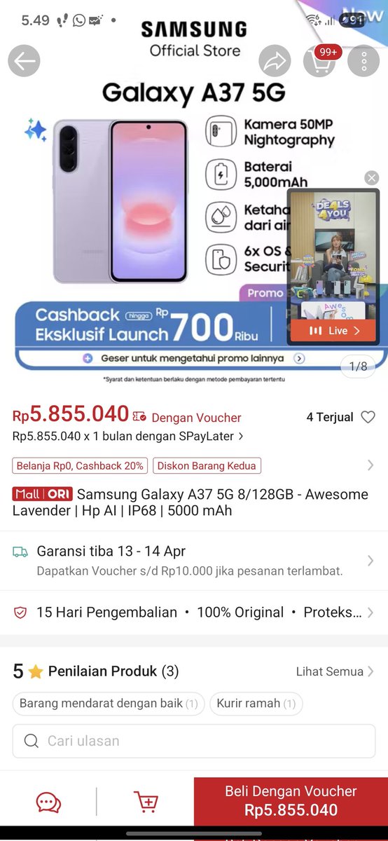 ciellejian's tweet photo. @ShopeeID Aku siap ngelakuin Cross Passion with Galaxy A37 5G &amp; explore banyak hal bareng 50MP Nightography Video bareng Awesome Deal Samsung #GalaxyA57A37xShopee 😍✨ https://t.co/lvPoW4q18a