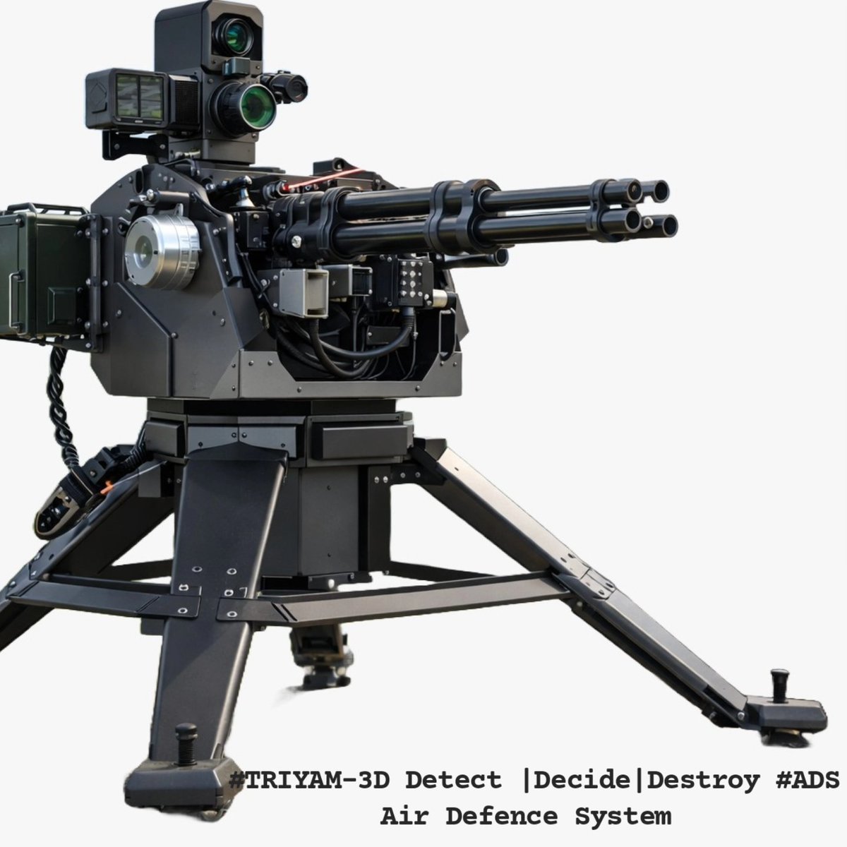 dronesdeguerra's tweet image. #Ametralladora Gatling autónoma de 7,62x51 mm con IA #HardKill #ADS (Sistema de Defensa Aérea) #TRIYAM -Detección | Decisión | Destruir en 3D - Defensa Aérea contra drones y enjambres de drones