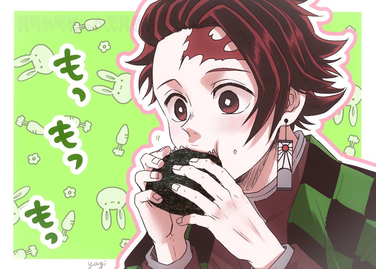 yagi_xcoco's tweet photo. 握り飯をもぐもぐする炭治郎 https://t.co/4Vtw5NLPpg