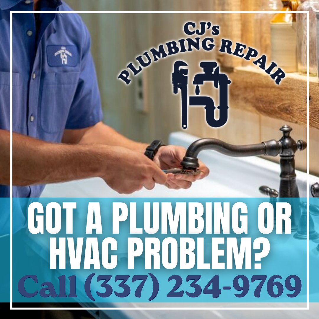 CJsPlumbingLA's tweet photo. Got a plumbing or HVAC problem? We’ve got you covered 24/7. 🔧 From small fixes to major repairs, our team is ready to get things back to normal quickly and done right the first time. Give us a call today! 📲 (337) 234-9769 🌐 https://t.co/RyEDLp8BtH https://t.co/8hJseEThuz