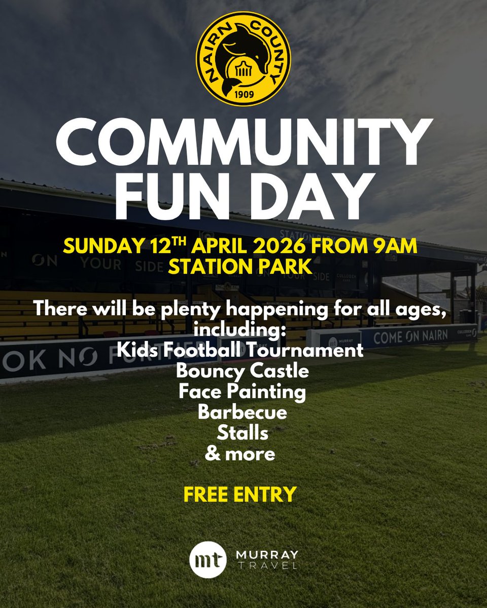 A reminder our Community Fun Day is this Sunday at Station Park.

The day starts from 9am and is free entry to all.

Expect:

🥅 Kids Football Tournament on the pitch
🏰 Bouncy Castle
🎨 Face Painting
🔥 BBQ
🛍 Stalls
and much more

We look forward to seeing you there.