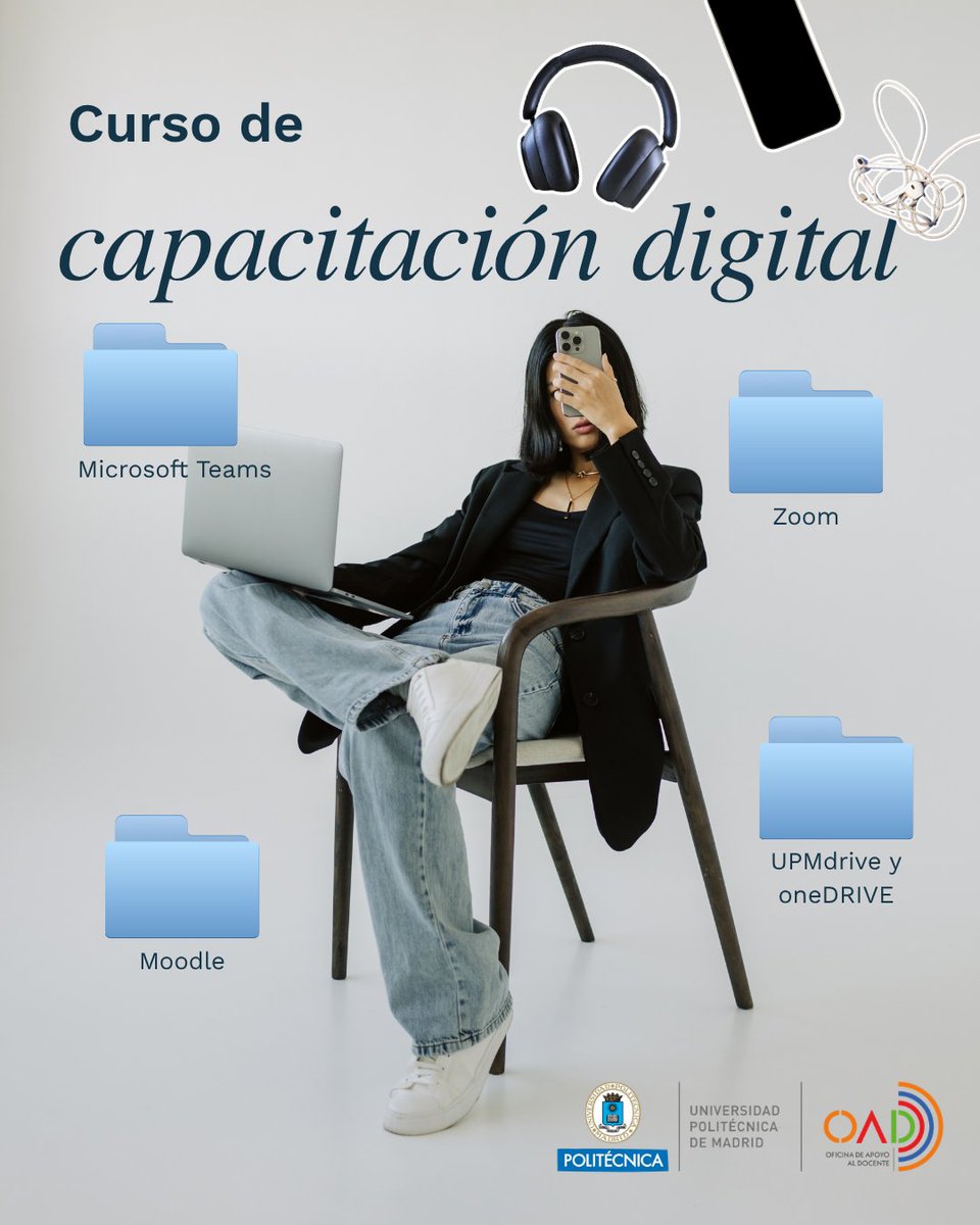 OAD_UPM's tweet image. 💻✨ Curso de Capacitación Digital – Mesa de formación de @somosupm 
💻 @MicrosoftTeams , @Zoom , @moodle , UPMdrive y @onedrive 
📅 13 abril – 7 mayo 2026 (tarde)
🎓 PTGAS y PDI
🔗 short.upm.es/jgnb0 
#somosUPM #OADupm #CapacitaciónDigital #EducaciónDigital