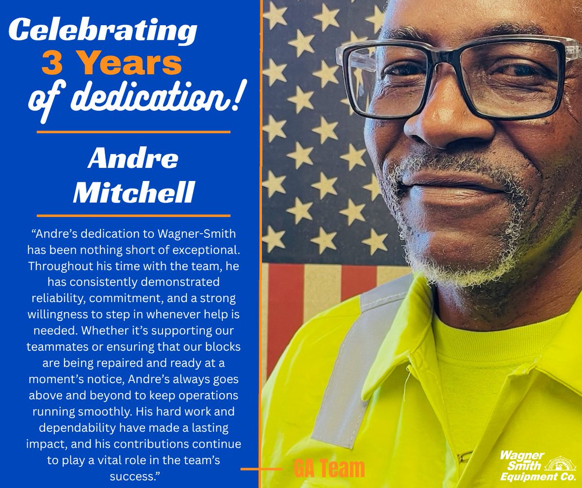 wsepulls's tweet photo. A huge thank‑you to Andre for three years of steady reliability and incredible teamwork. He’s the one we can always count on — and it shows. 🙌
#WorkAnniversary #EmployeeSpotlight #TeamWagnerSmith https://t.co/SFIi3KrVdx