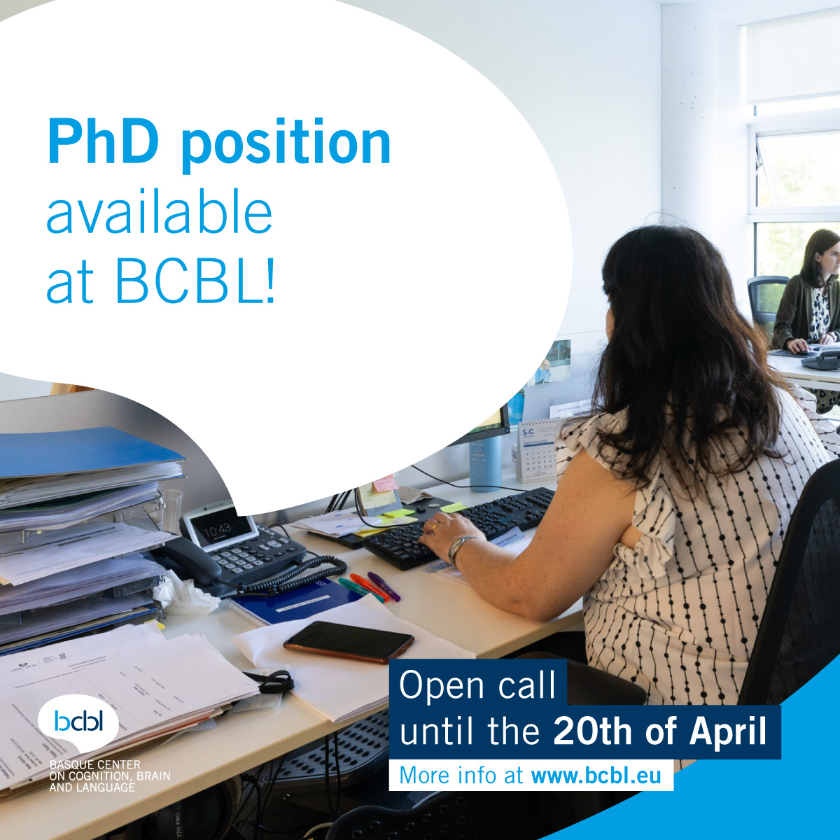 bcbl_'s tweet photo. 📣 Last chance to work with us 📣

At #BCBL we have a PhD position available to work on our Infant Language and Cognition group.

📅 Application deadline: 20/04/2026

+info👇

https://t.co/5crU4khMuJ https://t.co/PNuNBD5MUF
