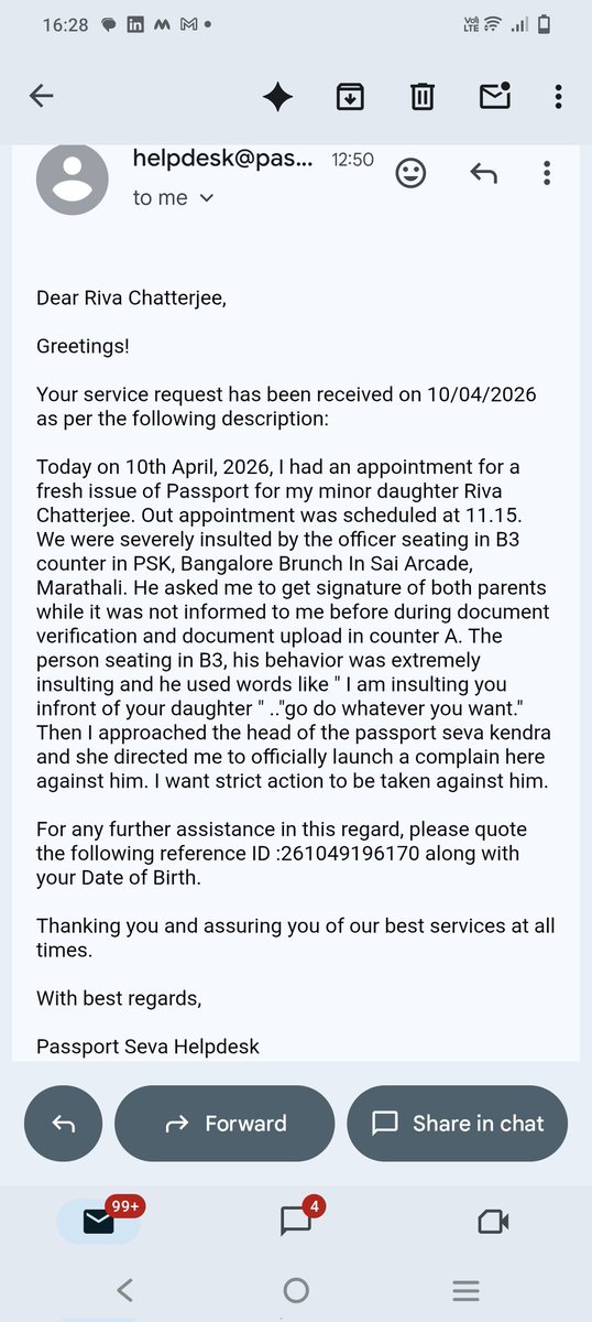 Koustav_C's tweet photo. @passportsevamea attached is the grievance report https://t.co/Gqb40kuvlA
