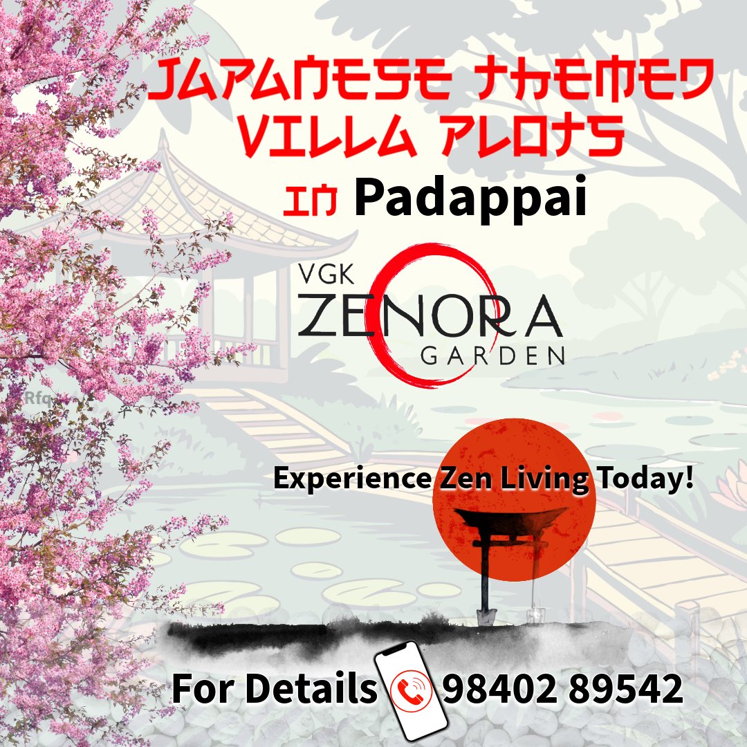 jayamalways86's tweet image. Japanese Themed Villa Plots in Padappai📍
Experience Zen Living at VGK Zenora Garden🌿

✨Peaceful living meets modern comfort
✨Prime Location
✨High ROI

📞98402 89542
🎥youtu.be/W0J84zmDc_I

#ZenLiving #Padappai #VillaPlots #VGKZenoraGarden #chennai #dreamhome #plotsforsale