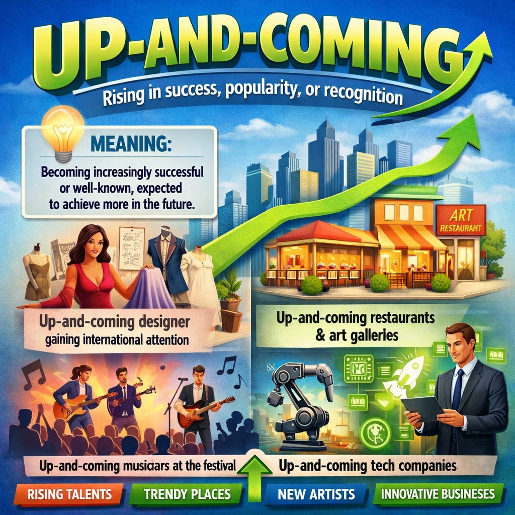 Herminio_EOI's tweet image. ✔️Up-and-coming (adj.)

》Becoming increasingly successful, popular, or well-known.

▪︎ That neighborhood is full of up-and-coming restaurants and art galleries.

▪︎ He's an up-and-coming musician, I'm sure he'll be famous pretty soon.

#TEFL #Learning #English #vocabulary