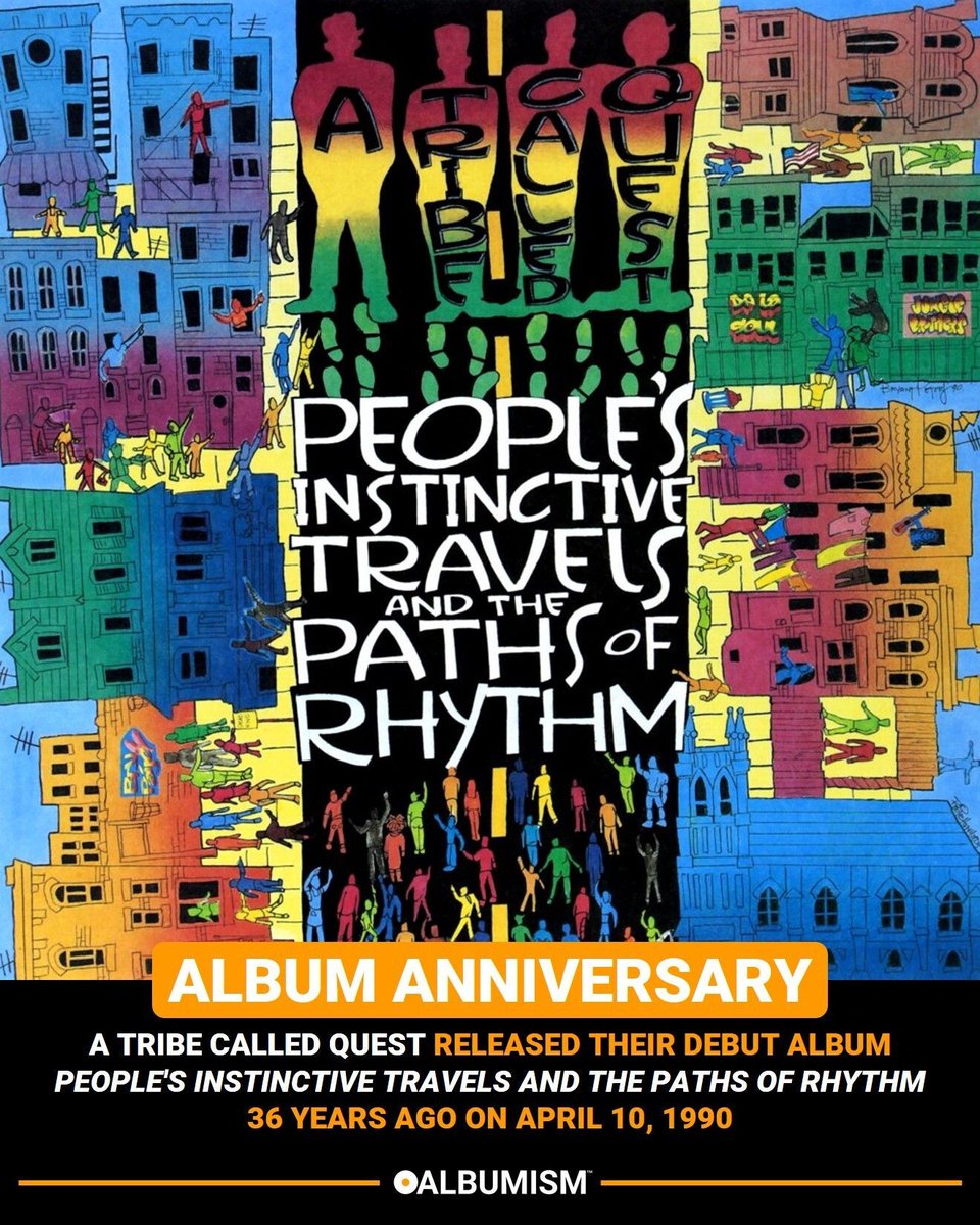 A Tribe Called Quest released their debut album ‘People's Instinctive Travels and the Paths of Rhythm’ 36 years ago on April 10, 1990 | Listen to the album + revisit our tribute here: album.ink/ATCQpeoples