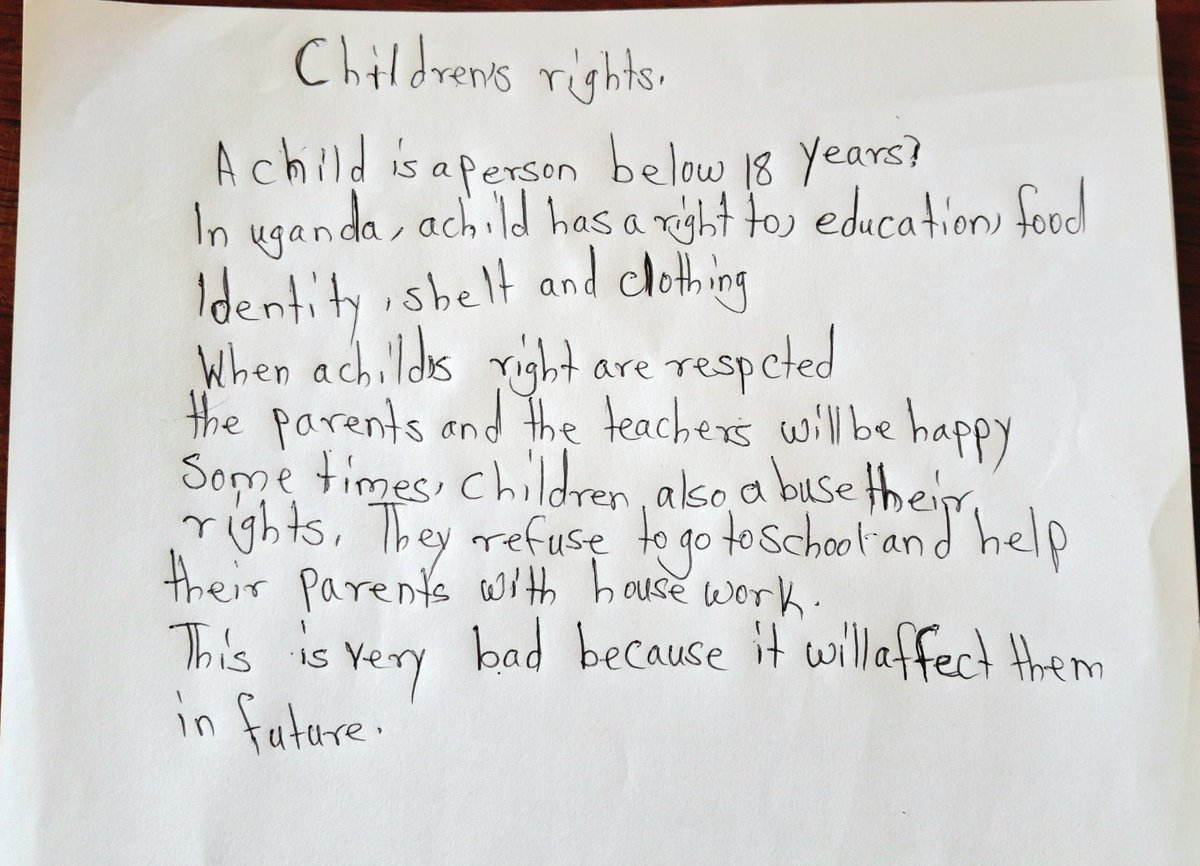 bridgebuilders9's tweet photo. In one of the sessions of creative writing, an activity that BBU majors in to engage children, one of the children put this down to writing.
This shows you that many more children need to understand their rights.
And for the love of children, we will continue rights advocacy. https://t.co/Yq8xB1QMOv