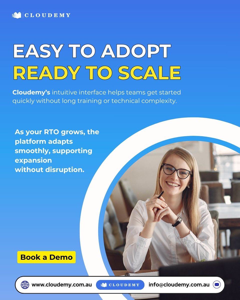 Cloudemy244569's tweet image. As your RTO grows? The platform scales with you. More students, more courses, more trainers — no disruption.
Simple today. Powerful tomorrow.

#cloudemy #rtosoftware #lmsaustralia #rto #edtech