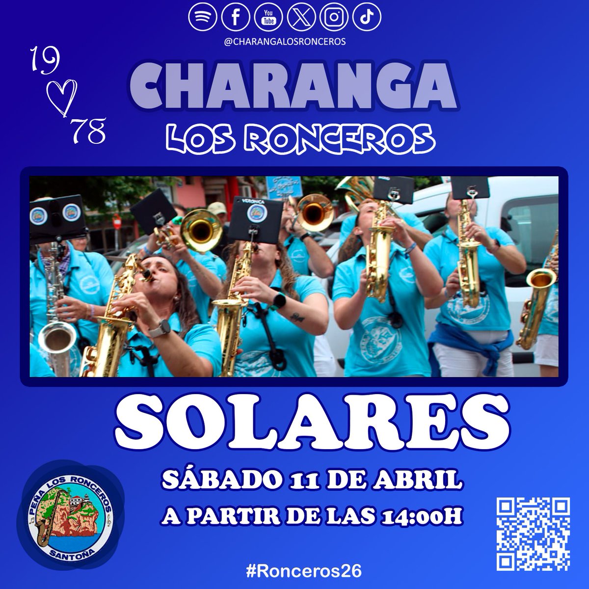📣CONTINUAMOS...?🕺💃🎺🎷

Mañana sábado 11 de abril tenemos una nueva cita. Estaremos en #Solares 

🗓 11 DE ABRIL
🕐 A PARTIR DE LAS 14:00H
📍 SOLARES 🎉

Si tenéis ganas de fiesta, no os lo podéis perder.
Nosotros estamos preparados... y vosotros???